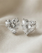 Éclat Heart Studs - Sterling Silver Rhodium Plated Moissanite Heart Studs - Suramyah