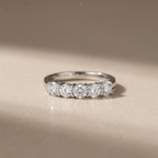 Éclat Unity Ring - Sterling Silver Rhodium Plated Moissanite 5 Stone Ring - Suramyah