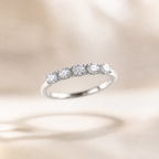 Éclat Unity Ring - Sterling Silver Rhodium Plated Moissanite 5 Stone Ring - Suramyah
